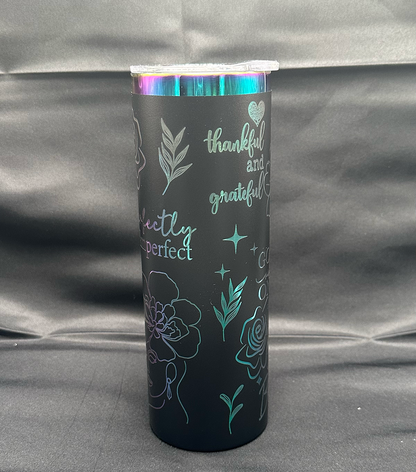 "SHE IS" 20oz Custom Engraved Rainbow Plated Tumbler