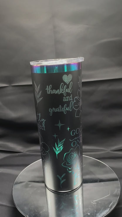 "SHE IS" 20oz Custom Engraved Rainbow Plated Tumbler