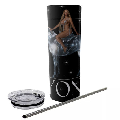 Beyonce Glitter Tumbler With Stainless Steel Straw 20oz