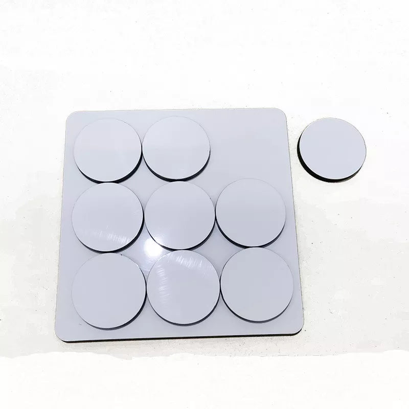 Sublimation Tic Tac Toe board (4.875") with 9 chips (1.375")